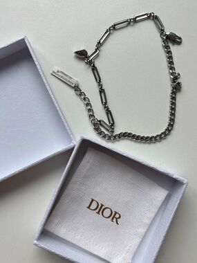 Dior Silver-Tone Mixed Link Chain Bracelet